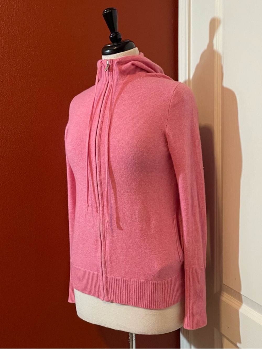 J Crew Women’s‎ 100% Cashmere Barbie Pink Full Zip Babydoll Sweatshirt